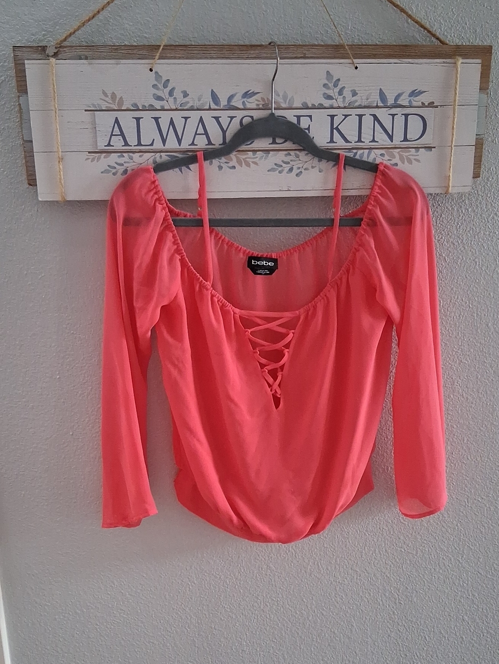 Bebe coral blouse